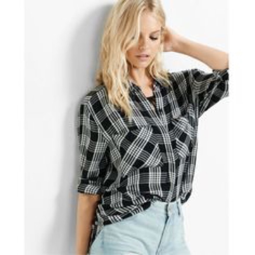 Express plaid boyfriend flannel M